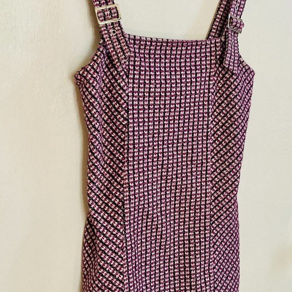 FOREVER 21 Purple Plaid/Tweed Style Jumper Mini Dress Size M - Picture 3 of 6